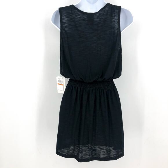 BECCA Women's Breezy Basics Beach Cover Ups Dress Small Black Ruffle Neck NWT - Picture 8 of 13